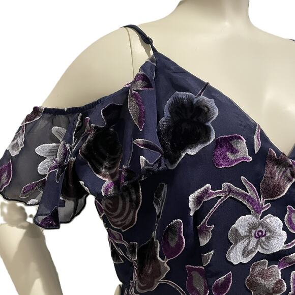 Chelsea28 Burnout Velvet Romantic Floral Dress – Size Large - Picture 8 of 16